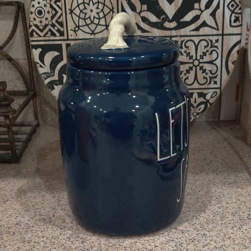 Rae Dunn Let's Set Sail Nautical Coastal Blue Cookie Jar Canister Beach Summer - Picture 9 of 12